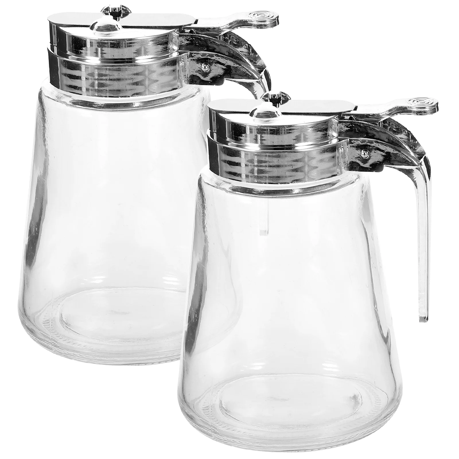 

2 Pcs Honey Glass Sugar Dispenser Creamer Stainless Steel Coffee Syrup for Bar Pot