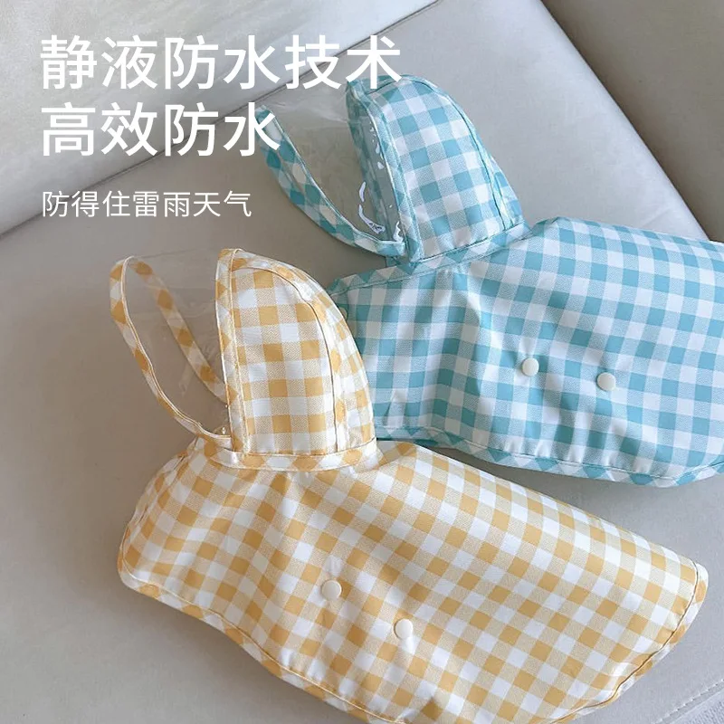 

Pet Clothes Checkerboard Hooded Raincoat Small and Medium Sized Dog Cat Teddy Malzis Raincoat Dog Raincoat Dog Costume