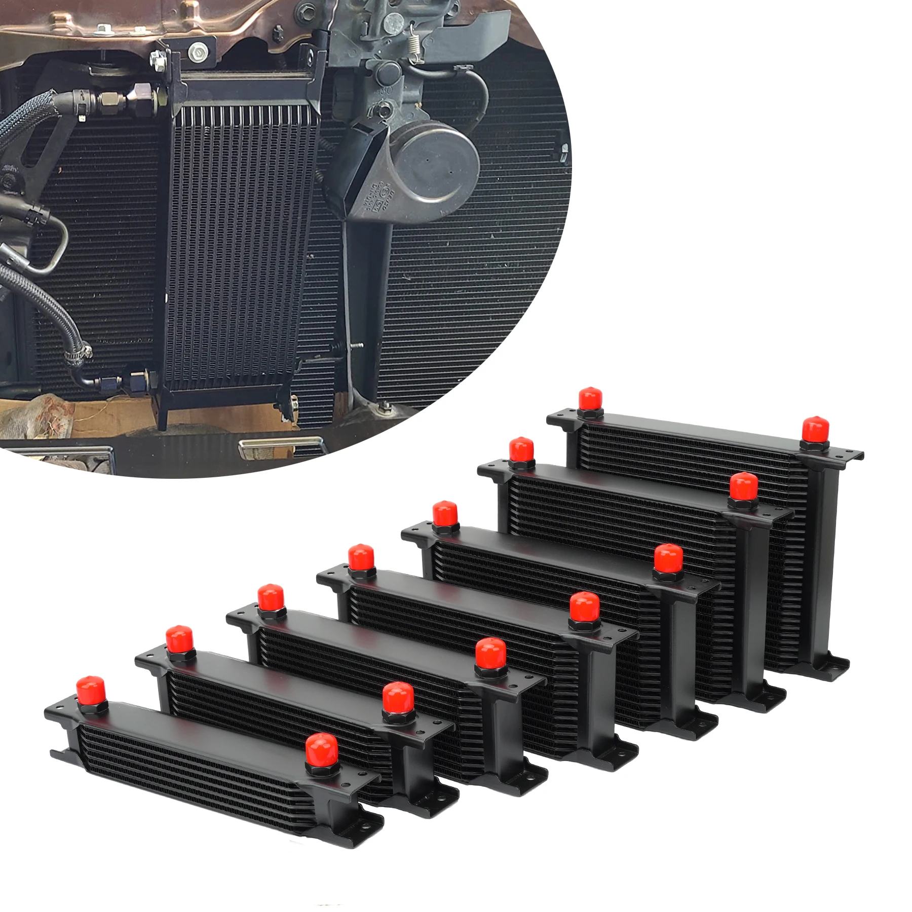 Universal Stacked Plate Transmission Oil Cooler – 7/10/13/16/19/25/30 Row Aluminum Oil Cooler Radiator Kit for Cars & Trucks 6