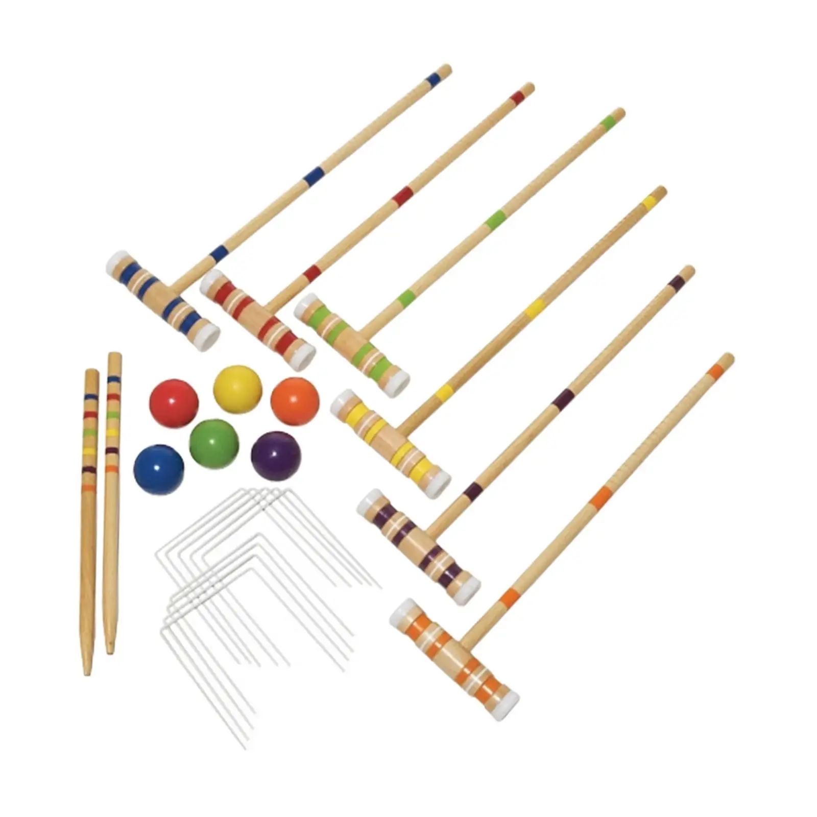 Sport Outdoor Croquet Set with Wooden Mallets Croquet Set for 6 Players for Outdoor Sport Games Backyard Teenager Adults Parties