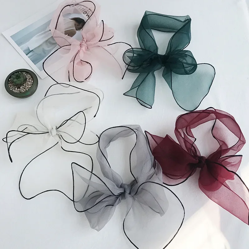 140cm Spring Scarf Transparent Women's Silk Scarf Fashion Lady Square Scarves Soft Shawls Pashmina Solid Color Bandana Headband