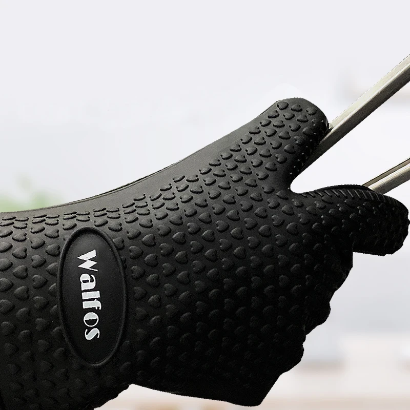 WALFOS 1 Piece Food Grade Heat Resistant Silicone Kitchen Barbecue Oven Glove Cooking BBQ Grill Glove Oven Mitt Baking