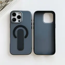 Magnetic Finger Ring Stand Phone Case with Hidden Holder and Wireless Charging Compatibility - iPhone 12 Pro Max (Black)