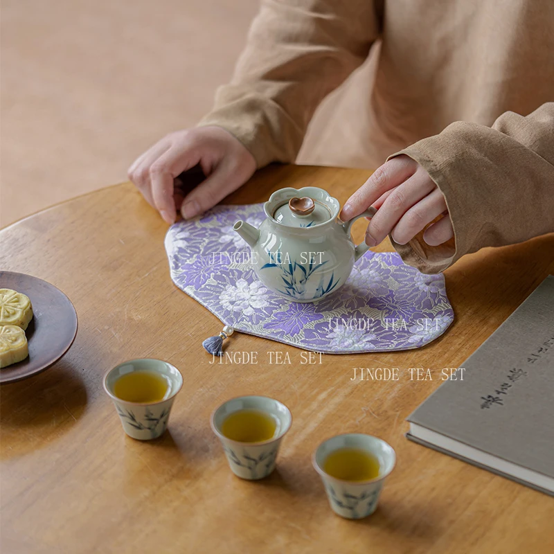 Brocade Dried Tea Mat Household Tea Table Insulation Pad Zen Table Double-sided Mat TeaSet Accessories Tea Towels