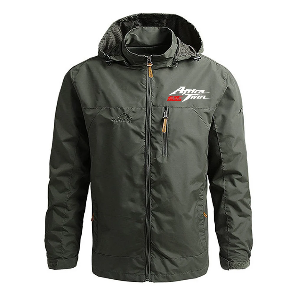 Africa Twin Crf 1000 L Crf1000 New Men Spring Autumn Solid Color Thin Casual Hooded Fashion Zipper Simplicity Trench Coat
