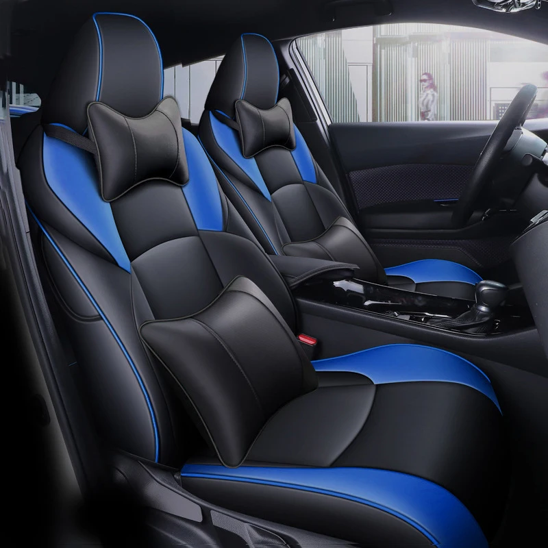 

Car Special Seat Covers For Toyota CHR 2018-2024 Design Styling Premium,Limited - Full Set,Waterproof Leather (Black /blue)