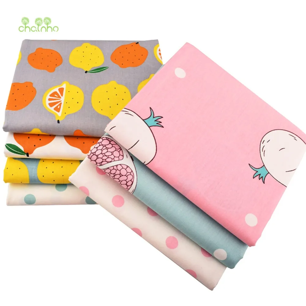 Chainho,Printed Twill Weave Cotton Fabric,Patchwork Cloth,DIY Sewing Quilting Material,Fruit Series,2 Specification,CC207