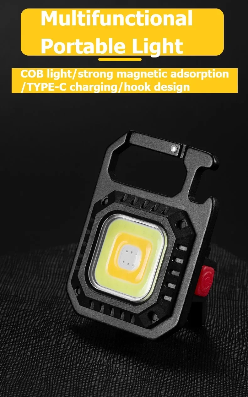 Portable Mini LED Flashlight USB C Rechargeable Keychain Light Multifunctional Work Light Outdoor Camping Lantern Fishing Torch