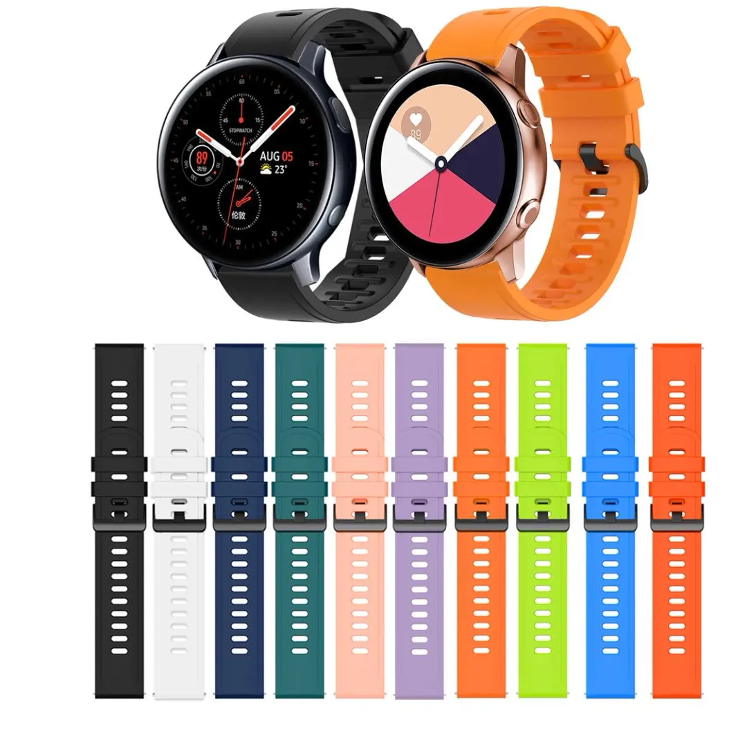 Premium Silicone Smartwatch Strap, 20-22mm - Vibrant Color Options