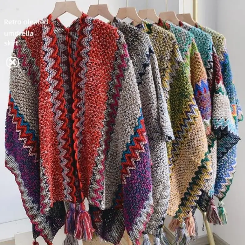 

Soft Ethnic Style Shawl Ladies Winter Travel Warm Shawl Cloak with Thickened Cape Cloak Cachecol Feminino Inverno