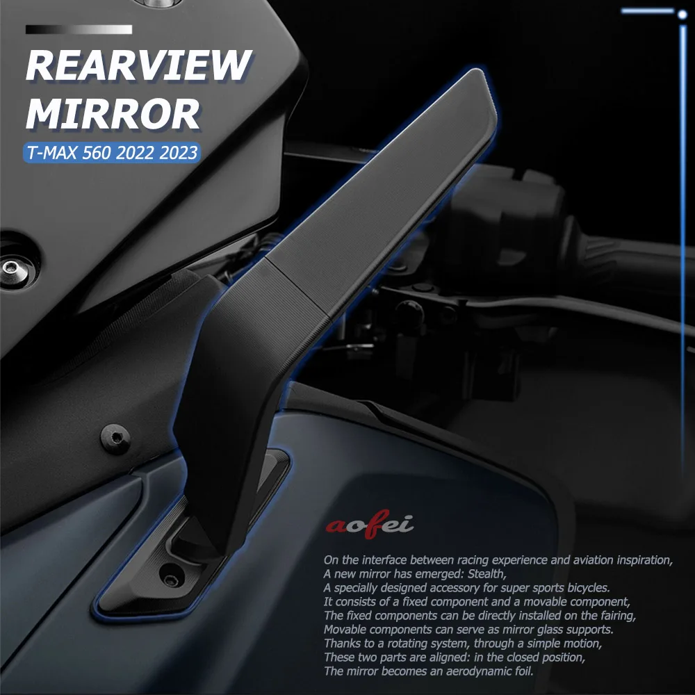 T-Max560 Specchietto Retrovisore Adatto Per Yamaha T-Max 560 Tmax560 2022 2023 Stealth Sport Winglet Mirror Kit Specchietti Stealth Regolabili