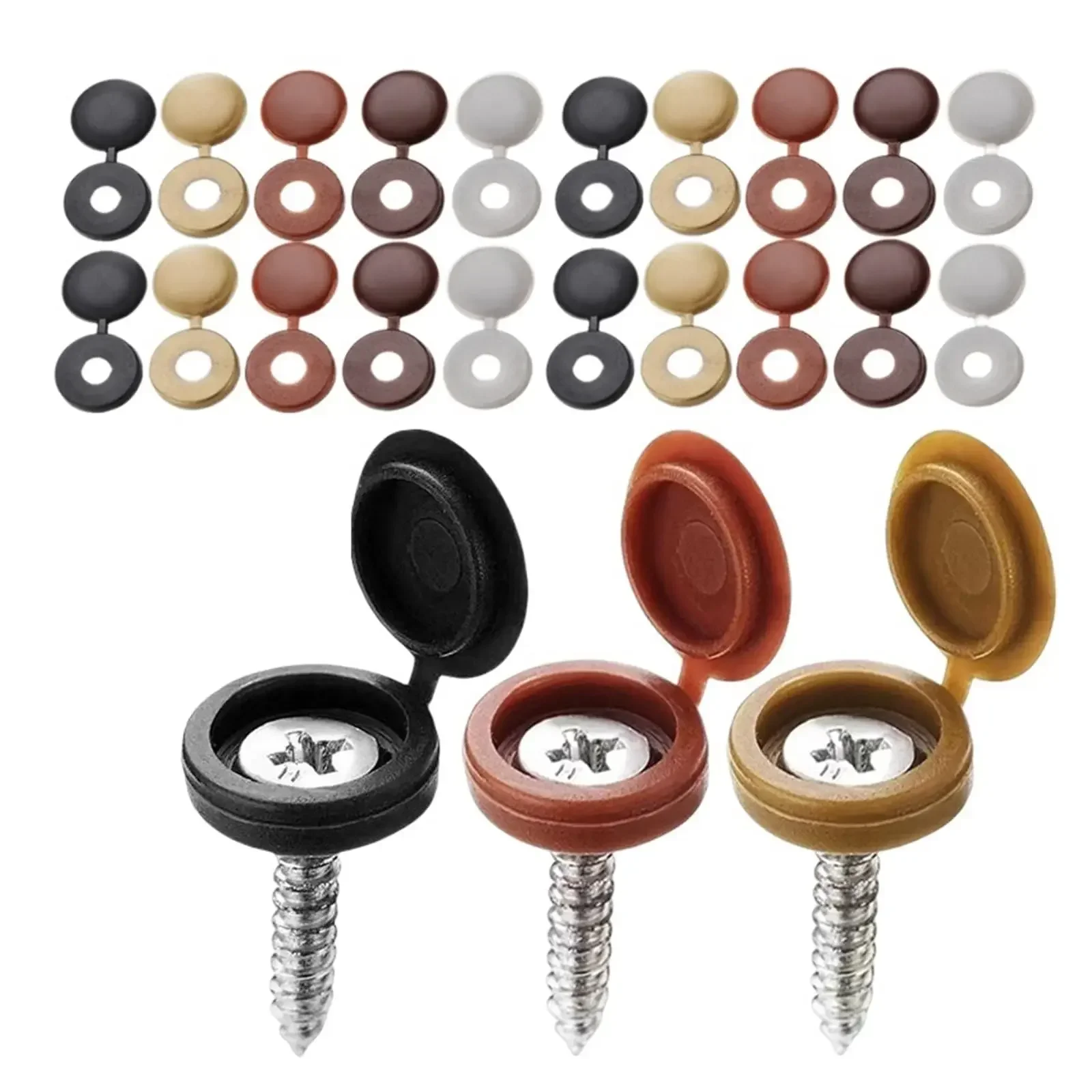 Screw Caps 10/100Pcs Nails Screw Caps Plastic Protective Covers 7 Colors Phillips Screw Decorative Cover Cross Folding Cap