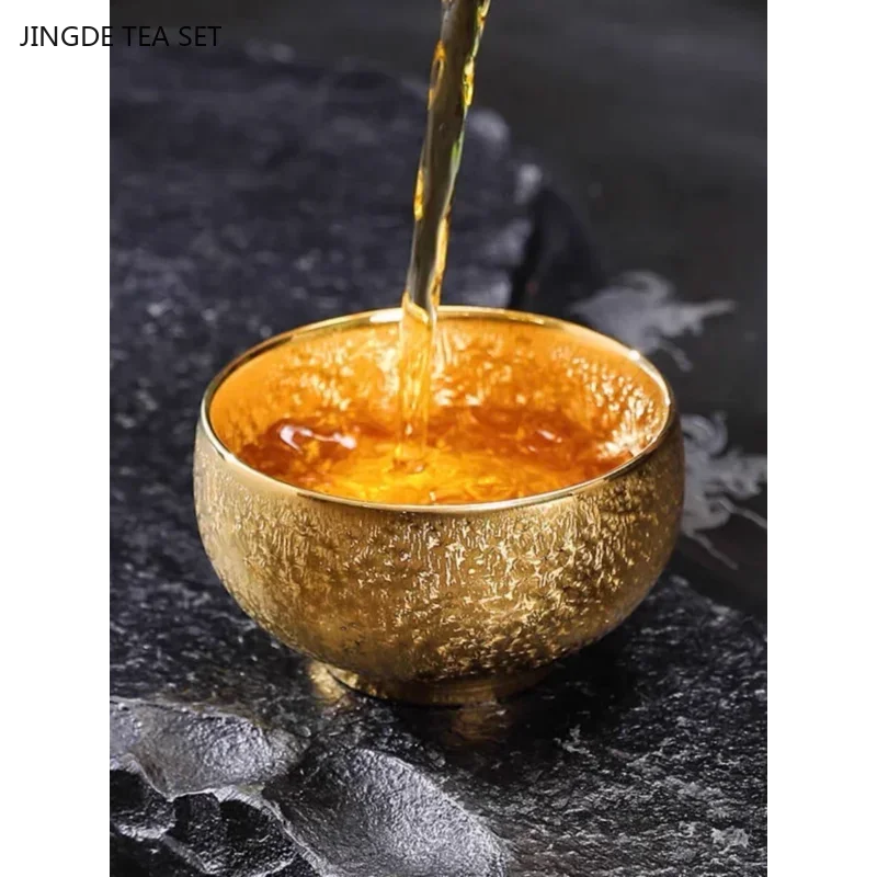 120ml High-grade Silver-plated Ceramic Tea Cup Handmade Zen Master Cup Custom Portable Beauty Teacup Chinese Tea Accessories