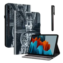 Faux Leather Tablet Cover - Premium Protective Case for Tab A9 8.7inch (Not cat but tiger)