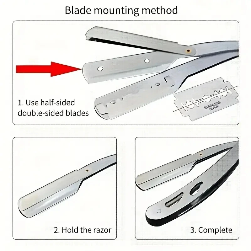 Razor blade scraper Men Foldable Stainless Steel Blades Old-fashioned Razor Manual Shaving Face Scraper Barber Razor Body Face Hair Removal Knife