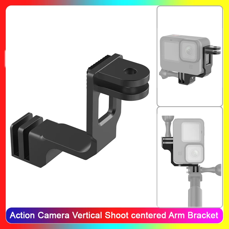 Action Camera Vertical Shoot centered Arm Bracket For Gopro Hero 12 11 10 9 for go pro SJCAM DJI Selfie stick Mount Adapter