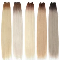 Extensions de cheveux synthétiques lisses Bio, 24-32 pouces, naturelles, douces, résistantes à la chaleur, blondes 27/30/613, tissage de cheveux protéinés 2