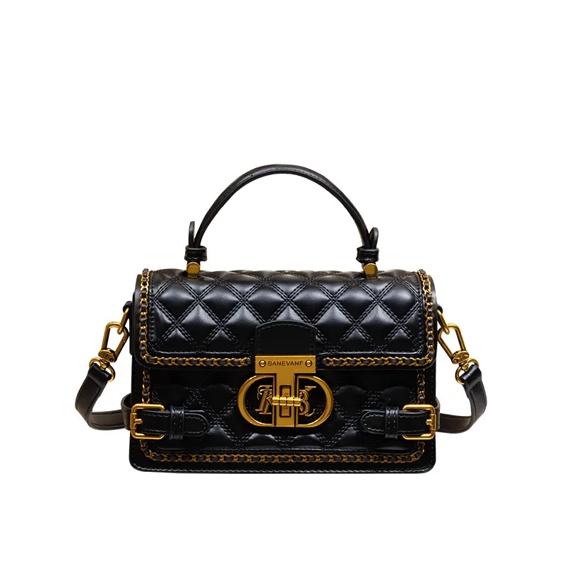 Women's handbag genuine diamond grid handbag women's 2024 new high-end designer crossbody shoulder small square bag