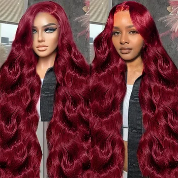 Body Wave Burgundy 13x6 HD Lace Front Wig Human Hair Wigs 99J Red Colored Lace Front Human Hair 13x4 Lace Frontal Wigs for Women 1
