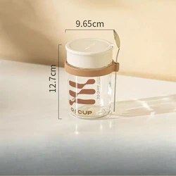 Oatmeal Breakfast Jar with Lid - Portable Yogurt and Cereal Cup (Beige)