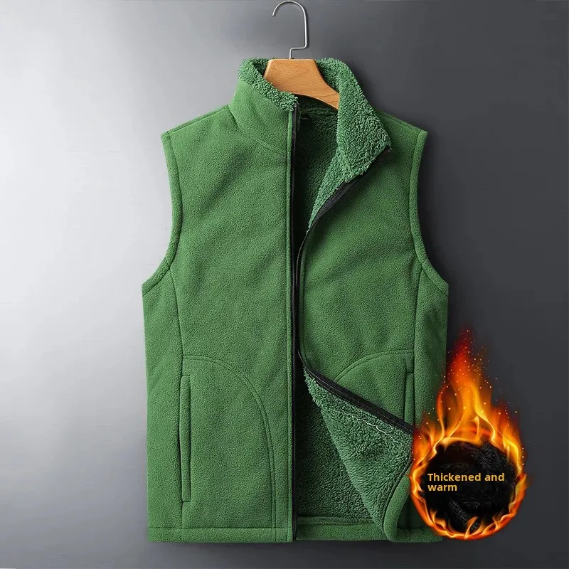 Plus Size Men's Fleece-Lined Warm Vest Winter Sport Jacket For Middle-Aged And Elderly Motorcycle Rider Shoulder Vest