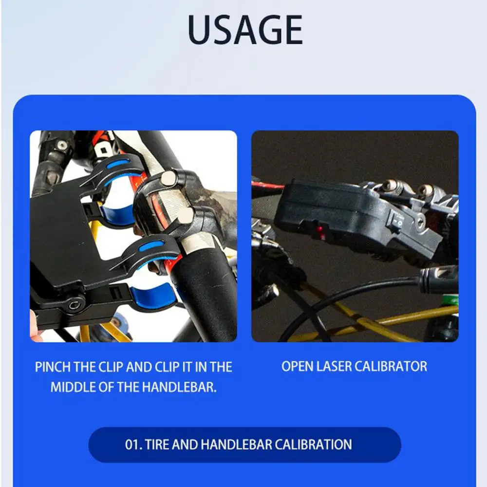 Cycliste réalisant un alignement précis avec l’outil laser