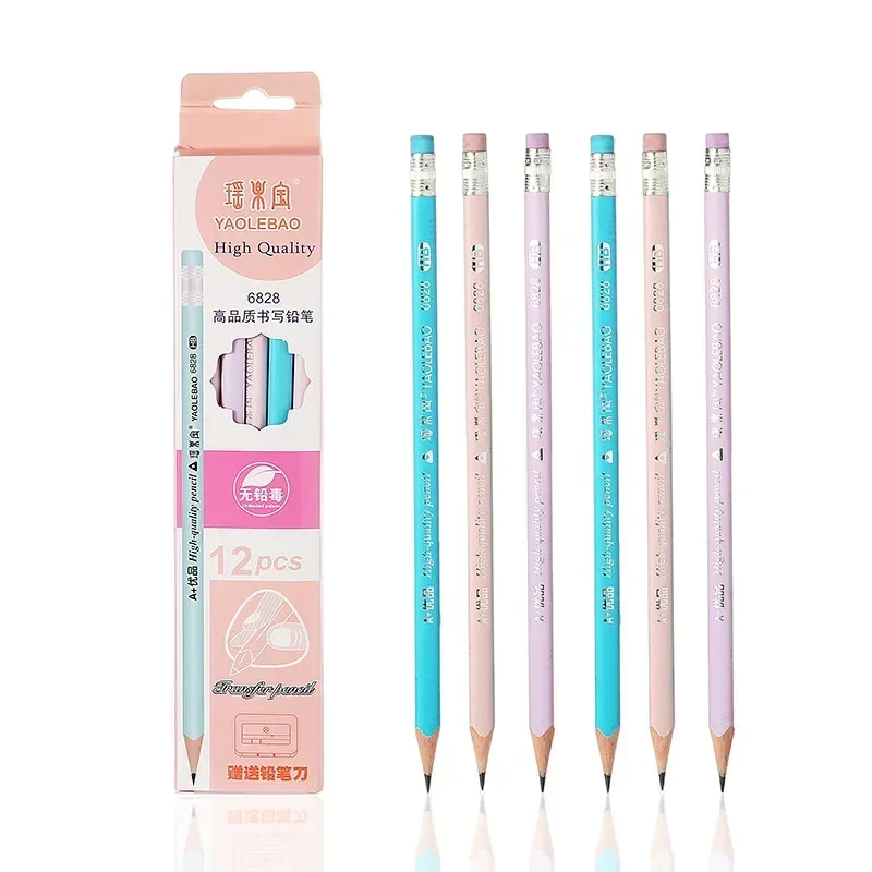 HB/2B Macaron Colored Pencil Calligraphy Practice Drawing Examination Triangle Pole Student Pencil 2024 School Office Supplies