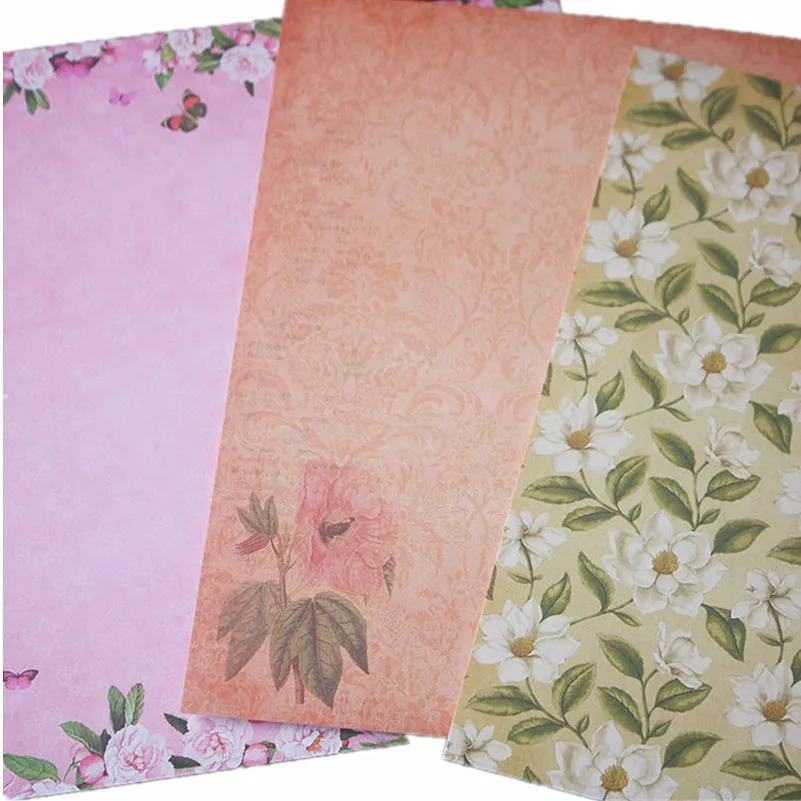 24Sheets/Set Vintage Flower Material Ppaper DIY Scrapbooking Journal Base Collage Photo Props Gift Wrapping Decoration Paper