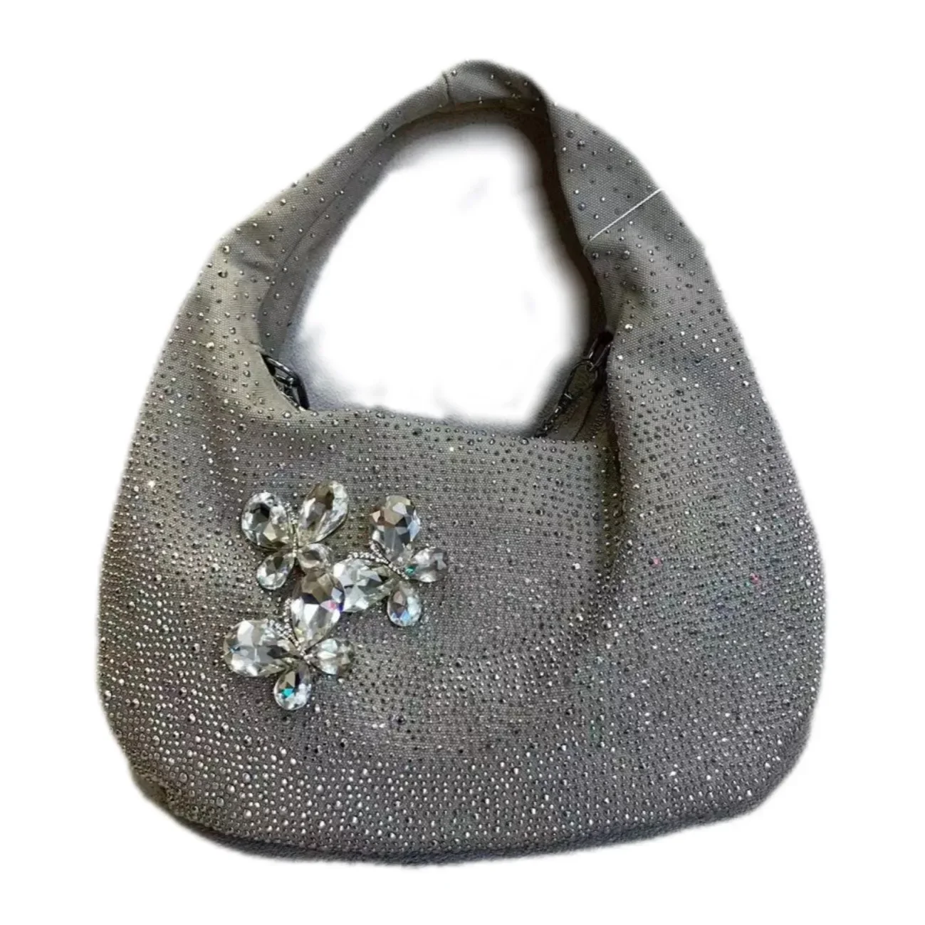 Women's Party Diamond Denim Bag 2024 New Fashion Design Chain Crossbody Bag Single Shoulder Pouch Blue Pleated Handbag