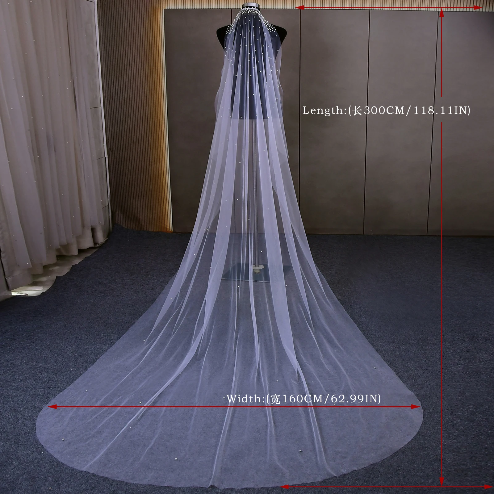 Bridal Veil 1 Tiers Beaded Soft Tulle with Comb Women Wedding Hair Accessories bridal veil