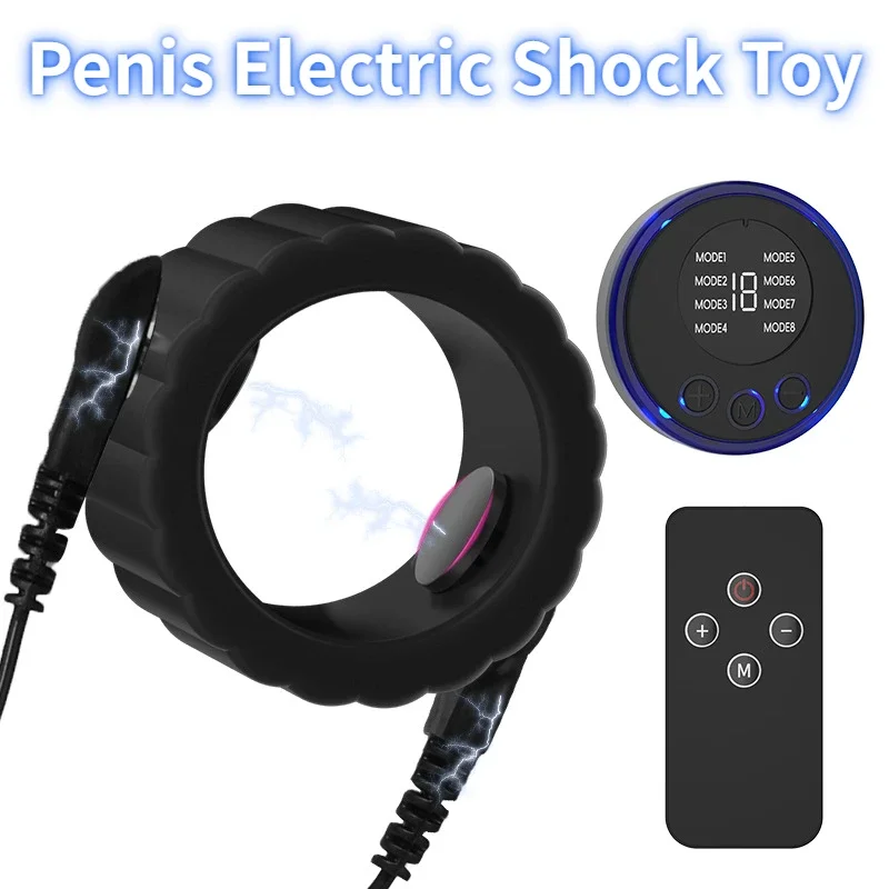Remote Control Electric Shock Cock Ring Scrotal Penis Stimulator Restraint Sex Toys Persistent Training Punishment Tool Sm Men electro sex toys electric sex toys penis rings