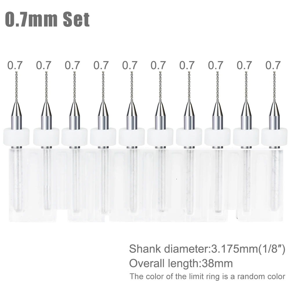 Precision Carbide Drill Bit Set for Circuit Boards - 10 Piece 0.1-1.2mm Range