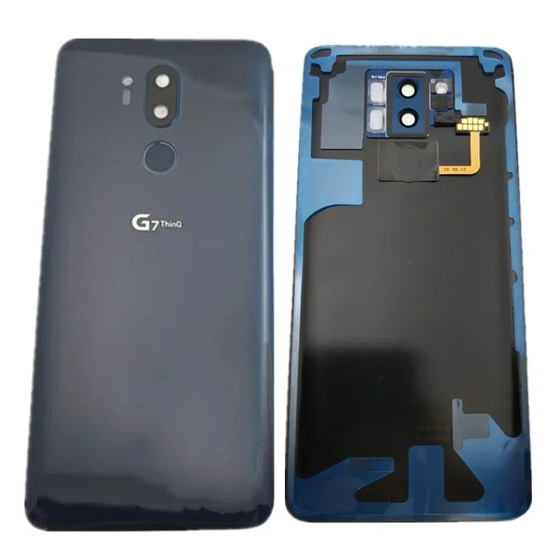 

Стеклянная задняя крышка батарейного отсека, корпус, внешняя панель с объективом камеры + сменная Кнопка отпечатка пальца для LG G7 ThinQ G710EM