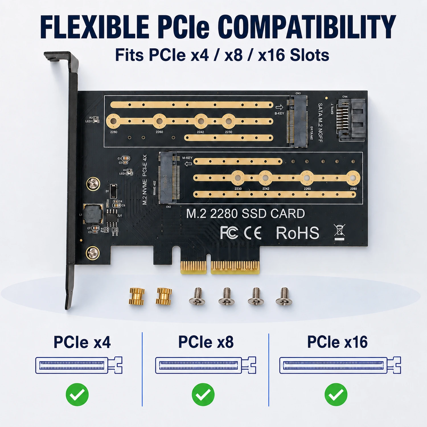 Dual NVMe SSD PCIe 4.0 x8 Expansion Card for Enhanced Storage Performance