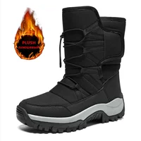 New Winter Hiking Boots Warm Plush Men's Boots High Top Couple Snow Boots Winter Outdoor Anti-Slip Ankle Boots Work Casual Boots