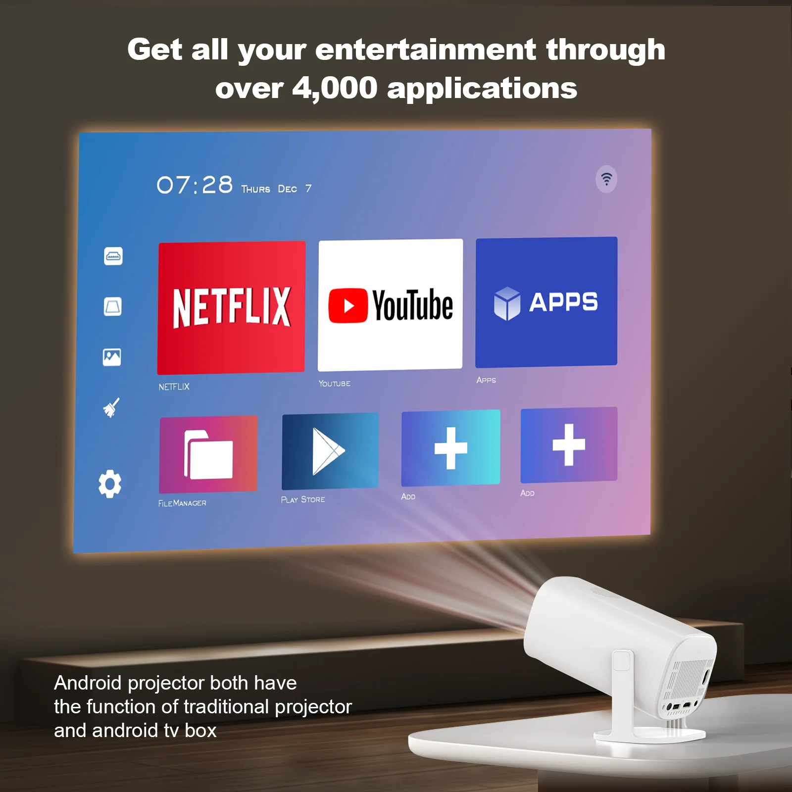 Portable Projector Salange P30 Projector Wifi6 BT5.4 Auto Focus Correction Smart Android 11.0 720P Home Theater Pocket Outdoor Beamer for 4K Movie