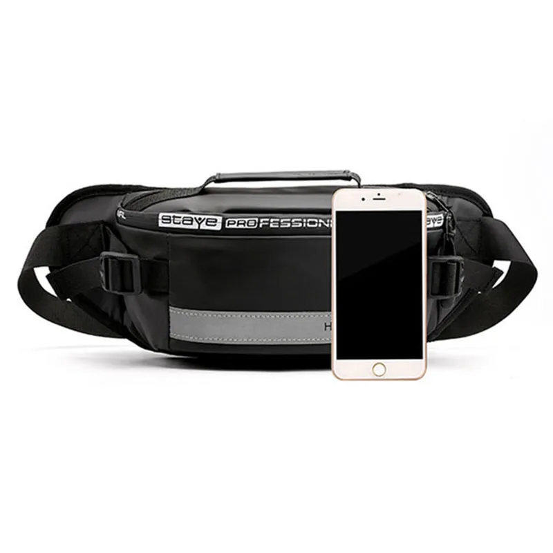 HVTIL Men Fanny Pack Fashion Daily Street Chest Bag High Quality Reflector Strip Nylon Cashier Waist Bag Run Zipper Waterproof