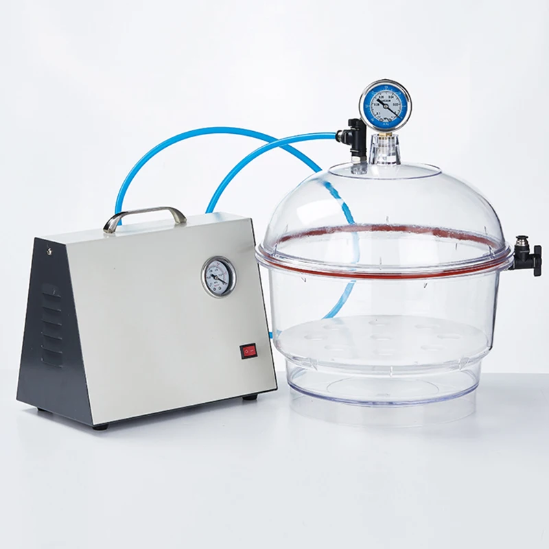 Plastic Vacuum Dryer 150 250mm With Cover Double Valve Pressure Gauge Transparent Moisture Proof Cylinder Vacuum Tank Container