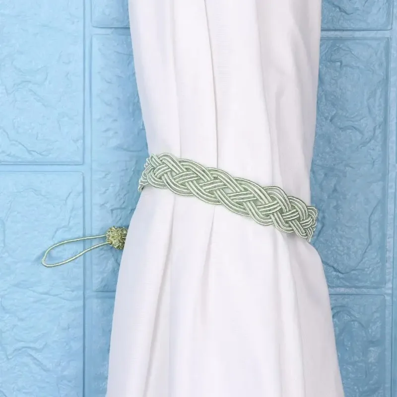 A pair Simple Style Curtain Holder Rope Braided Satin Rope Curtain Tie Backs Tiebacks Holdbacks Accessories