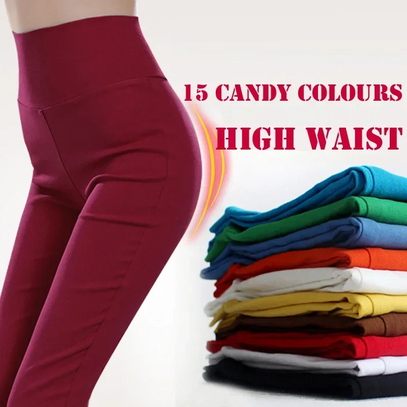 S-6XL15 Colors New Winter clothes Women's Pants Fashion Candy Color Skinny high waist elastic Trousers Fit Lady Pencil Pants 6