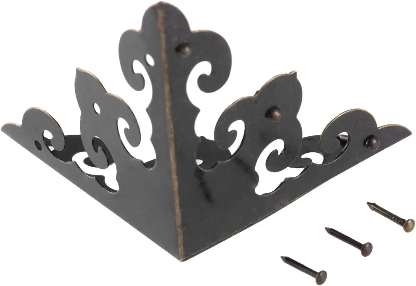 Antique Bronze Wood Box Feet Leg Corner Protector Guard Metal Crafts Decorative Bracket 4Pcs for DRELD Furniture Hardware furniture hardware furniture corner protector wood box feet protector