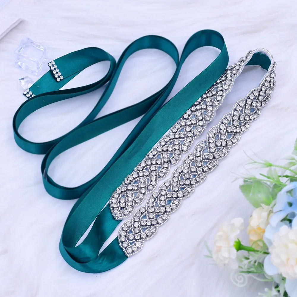 

Rhinestones Wedding Dress Belt Sliver Crystal Bridal Sash Diamond Bridal Dress Belt For Women Prom Dresses Evening Party