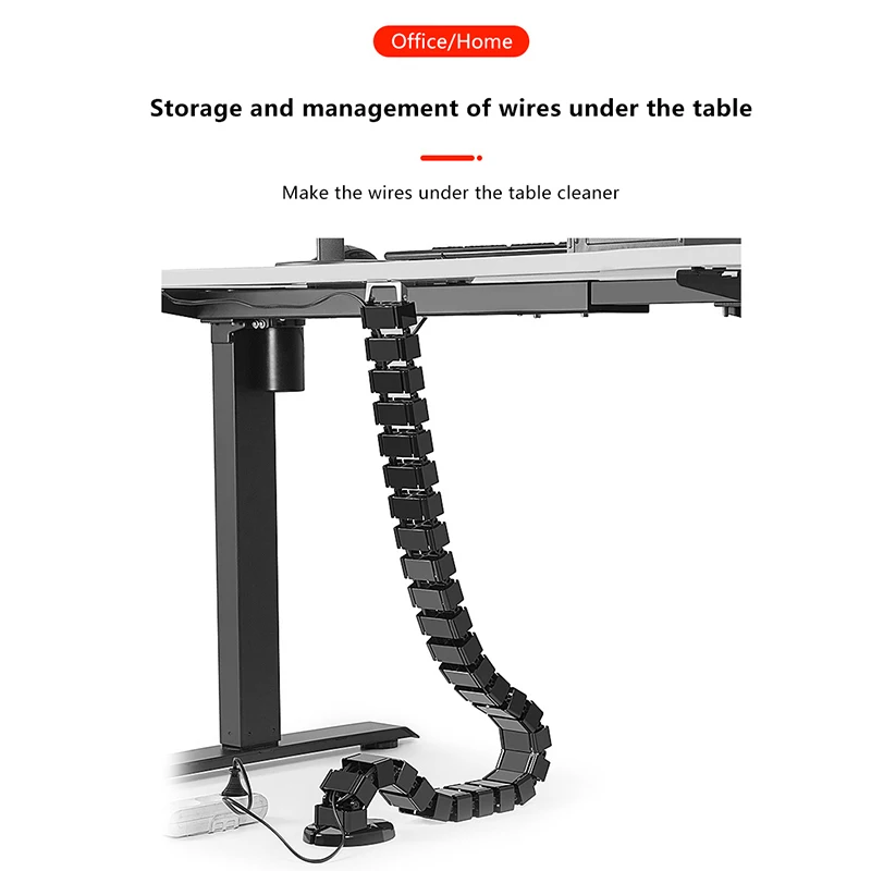 78cm 책상 아래 케이블 관리용 스네이크 와이어 정리기 워크스테이션 컴퓨터 코드 보호 튜브 스파인 케이블 슬리브-F(x)