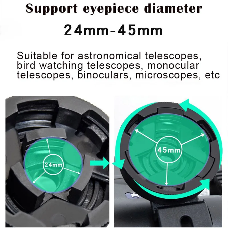 Telescope Phone Photo Adapter Universal Quick Aligned Cell Phone Digiscoping Adaptor Mount Compatible with Binoculars Monocular 5