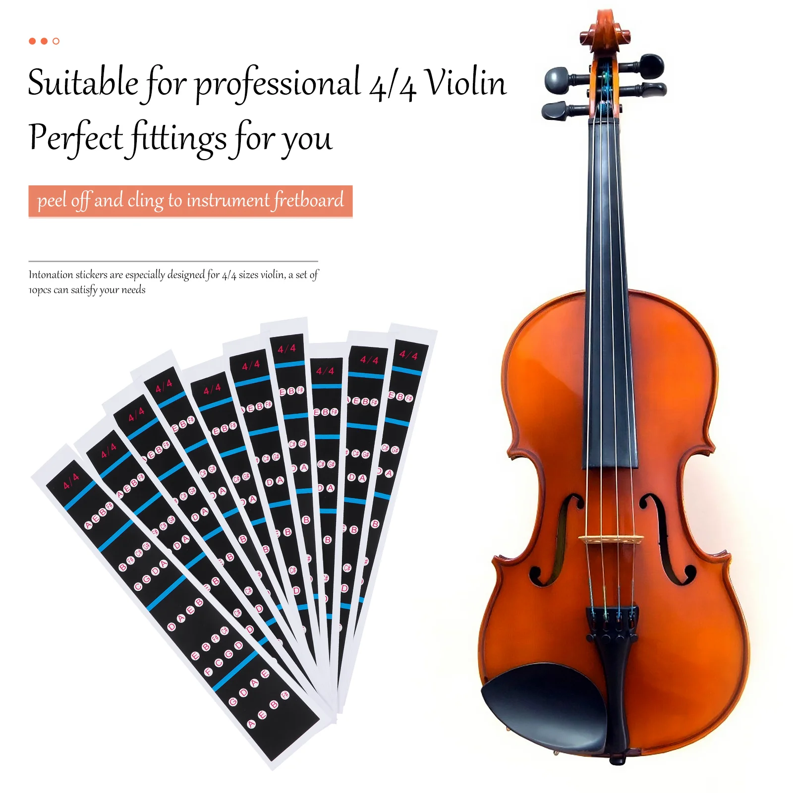 

10 Sheets Violin Finger Stickers Label Intonation Mute for Decal Pvc Fretboard Fiddle Child Guide Fingerboard