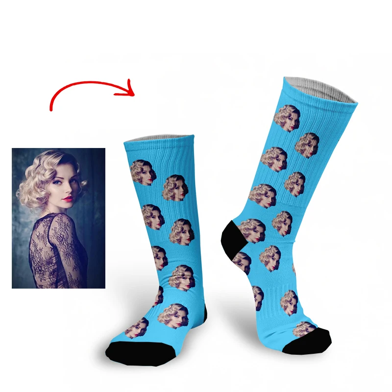 Printed Socks Personal Customized Avatar Printed Socks for Men Women Fashion Funny Cotton Long Socks for Children