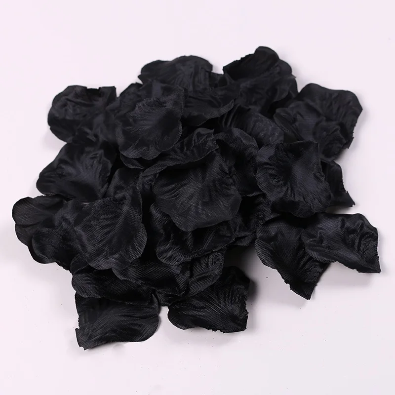 Elegant Black Silk Rose Petals for Wedding and Party Decorations - Pack of 500