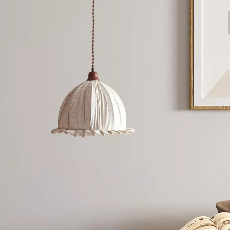 Shop pendant lamp Nordic retro countryside simple Japanese casual fabric bedroom living room dining room decoration hanging lamp