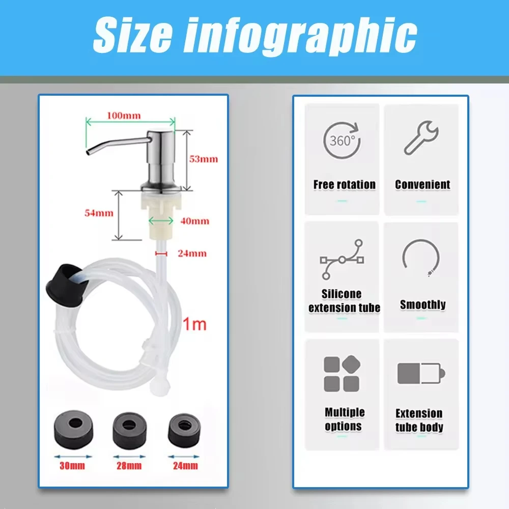 Stainless Steel Liquid Soap Dispenser Pump Kitchen Sink Hand Pressure Liquid Dispenser Kitchen Hardware Accessories 5