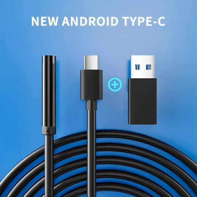 7MM Android Endoscope Camera 3 IN1 Micro USB Type C Borescope Mini Camera Waterproof LED Car Inspection For Android PC 4